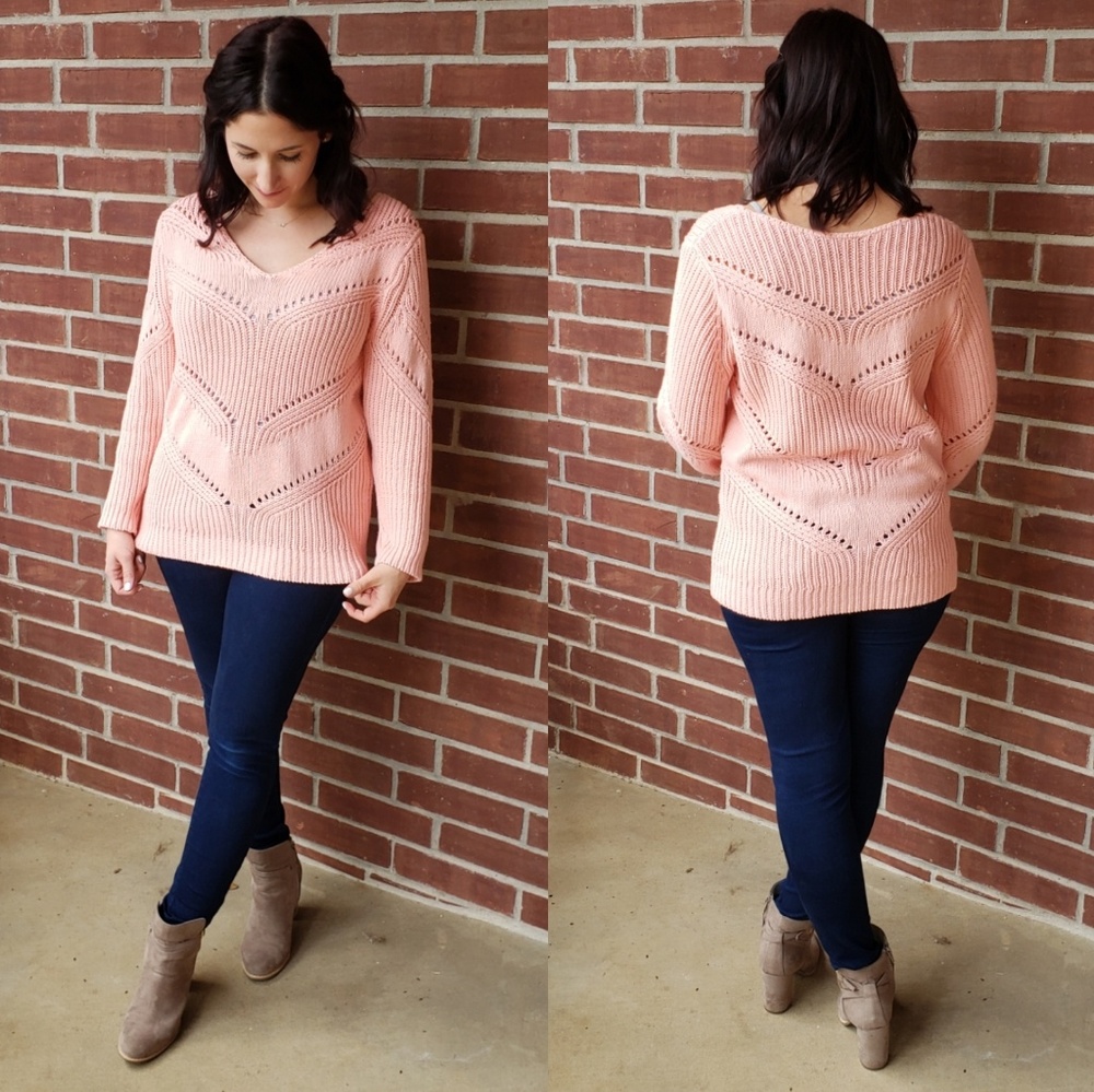 LAST ONE! LOFT Chunky Pink Sweater - reversible! - Picture 3 of 4